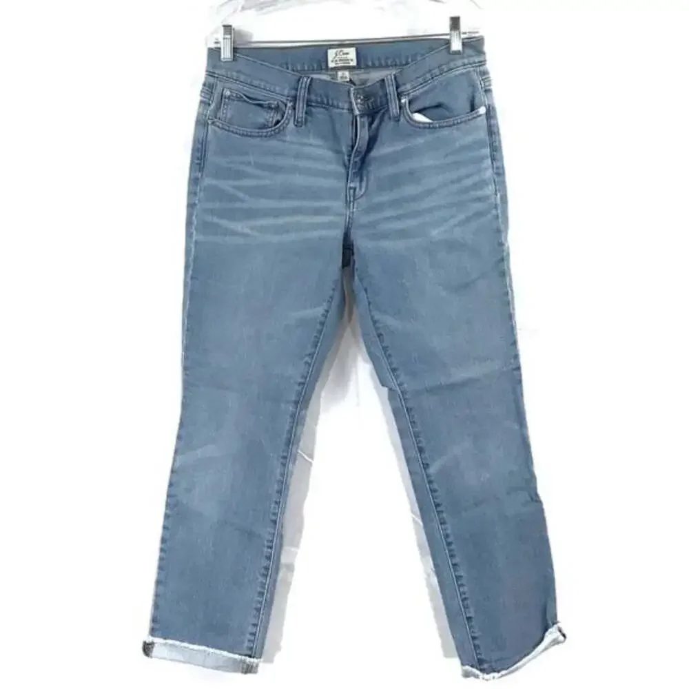 J. Crew Broken in Slim Boyfriend Jeans in Light Wash Raw Hem